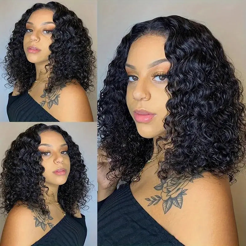 Elegant 150% Density Afro Curly Synthetic Wig - 14" Medium Short Hair with Lace, Perfect for Women'S Role-Play & Everyday Style