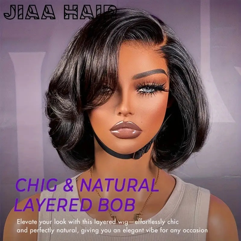 Glueless Bob Wig Human Hair Straight 4x4 Lace Closure 200% Density Put On & Go Wig For Women Beginners